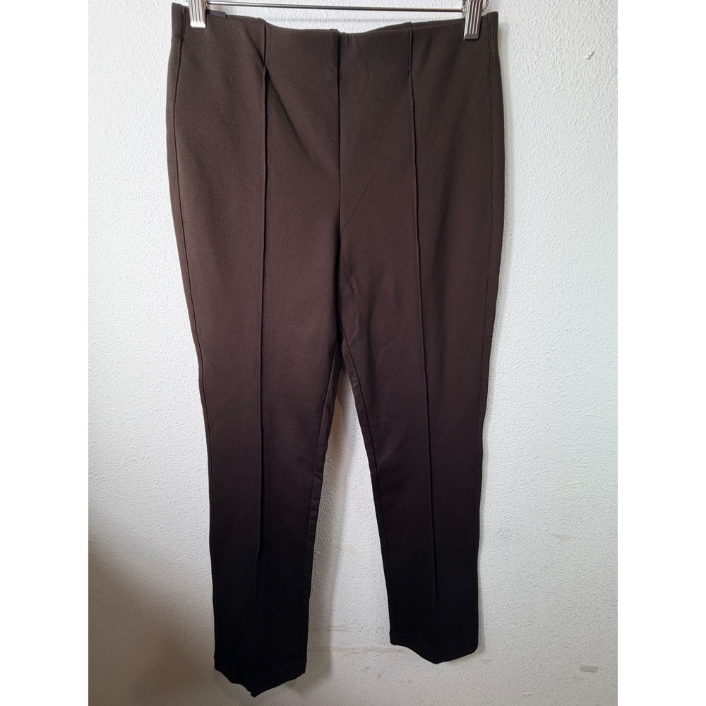 Banana Republic Women Ponte Pant Brown M Slim Pintuck Seam Stretch Fall Winter